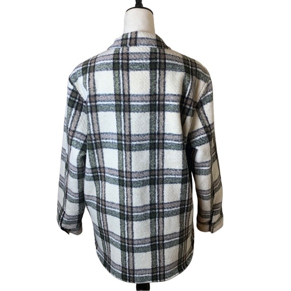 BLANKNYC Plaid Shacket Wool Blend Jacket Women's Large | Snap Button Overshirt - Picture 5 of 11